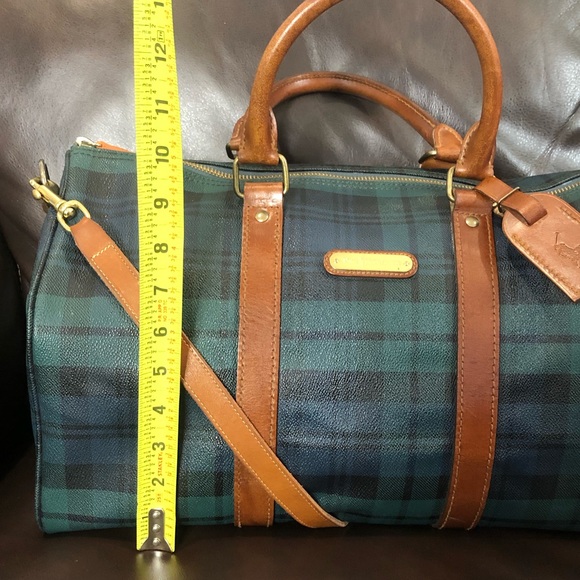 MRALPH LAUREN Black Watch Plaid Boston Travel Duffle Shoulder Bag 40cm - Picture 12 of 17